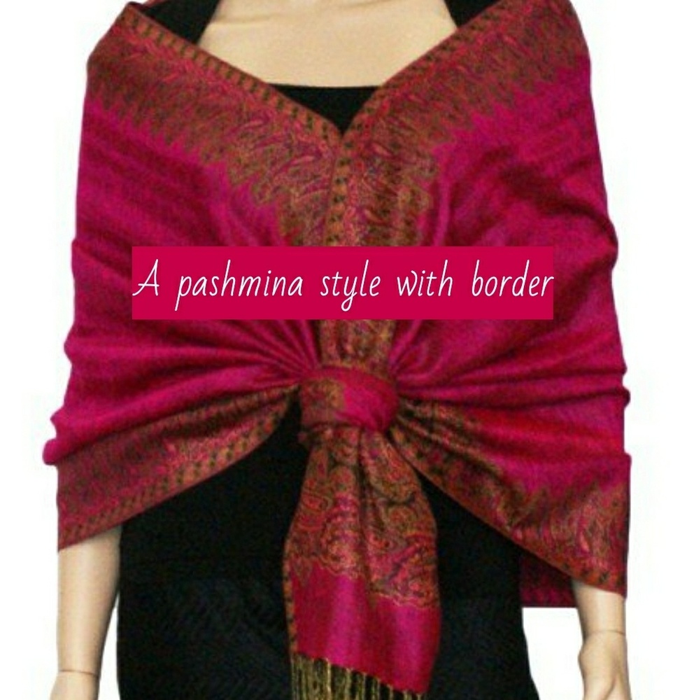 PASHMINA STYLE WRAP/BORDER DESIGN-HOT PINK